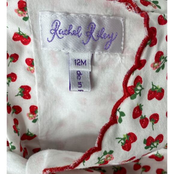 Rachel Riley Strawberry Print Sleeveless Scalloped Bubble Romper Girls 12 Mo - Picture 4 of 5